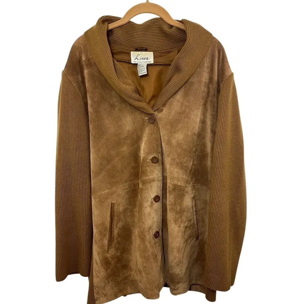LINEA by Louis Dell'Olio Brown Tan Suede Leather Jacket 1x Beige A8342 Womens - Picture 1 of 12